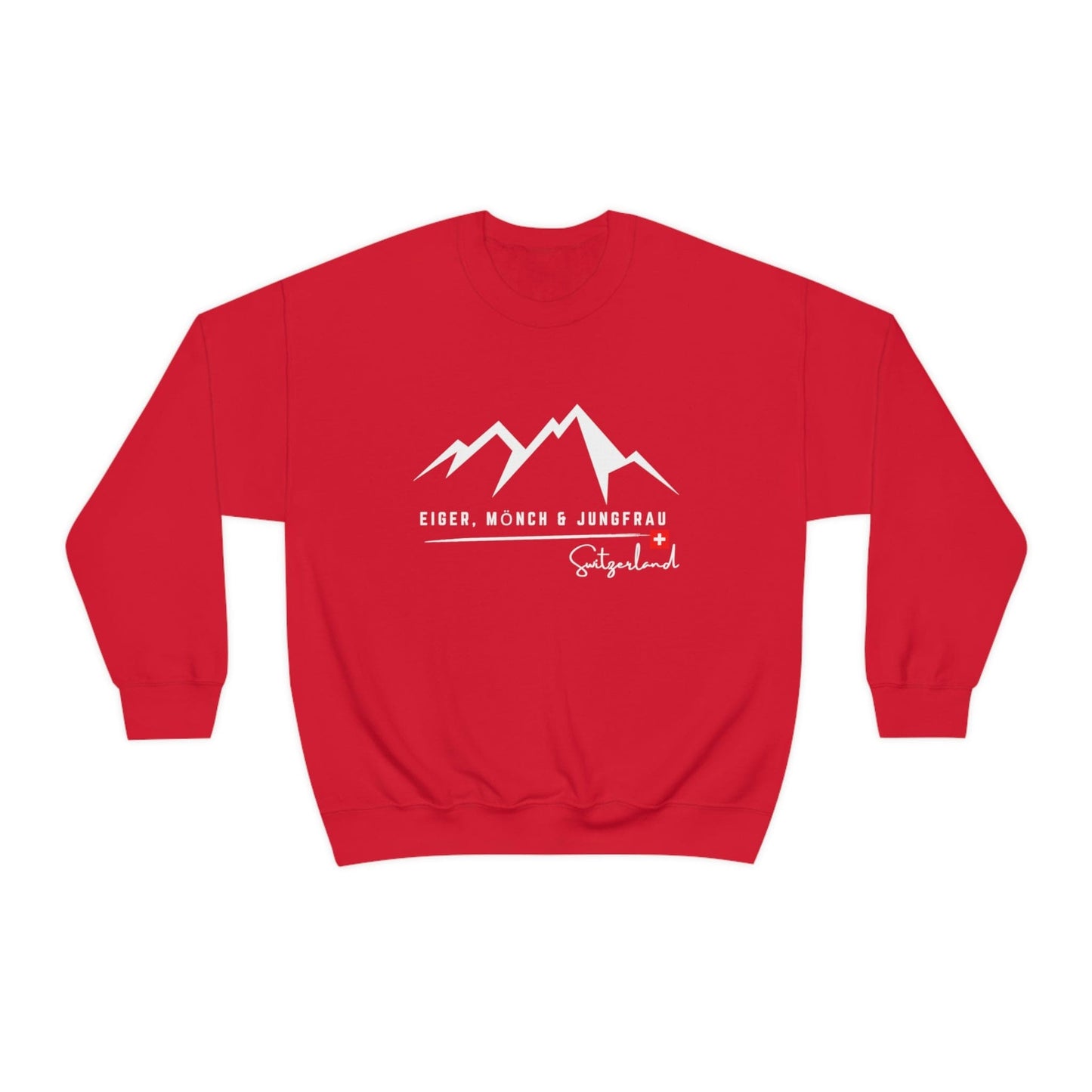 Switzerland Sweatshirt, Swiss Souvenir Sweatshirt, Eiger Mönch & Jungfrau Trilogy, Swiss Flag, Swiss Roots, Swiss Fans, Gift,  Swiss German