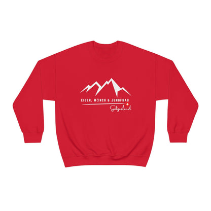 Switzerland Sweatshirt, Swiss Souvenir Sweatshirt, Eiger Mönch & Jungfrau Trilogy, Swiss Flag, Swiss Roots, Swiss Fans, Gift,  Swiss German