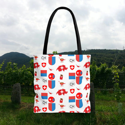 Ticino, Switzerland | Travel Icons Pattern | Tote Bag (AOP)