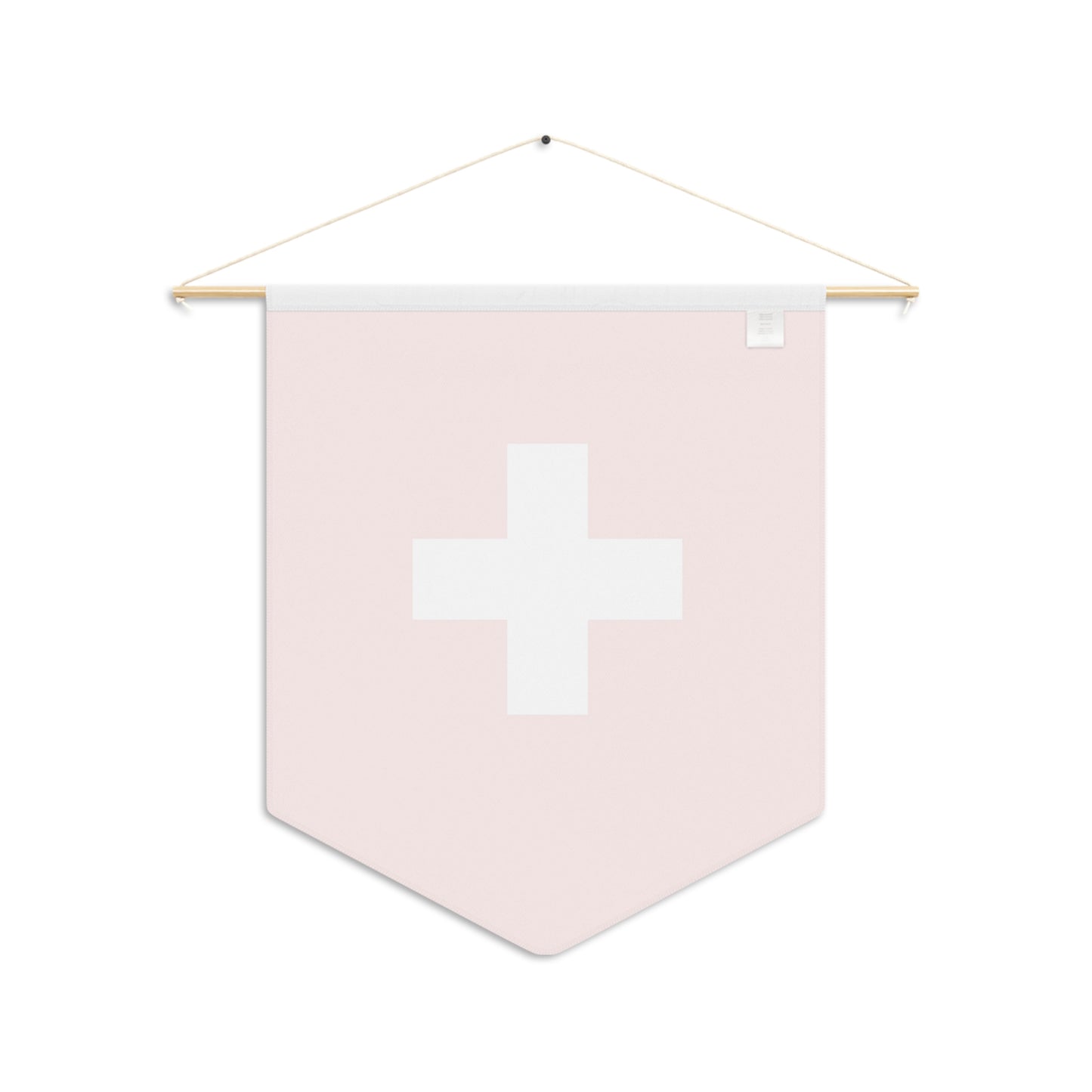 Swiss flag pennant wall hanging — vibrant red and white cross on polyester twill with laser-cut edges