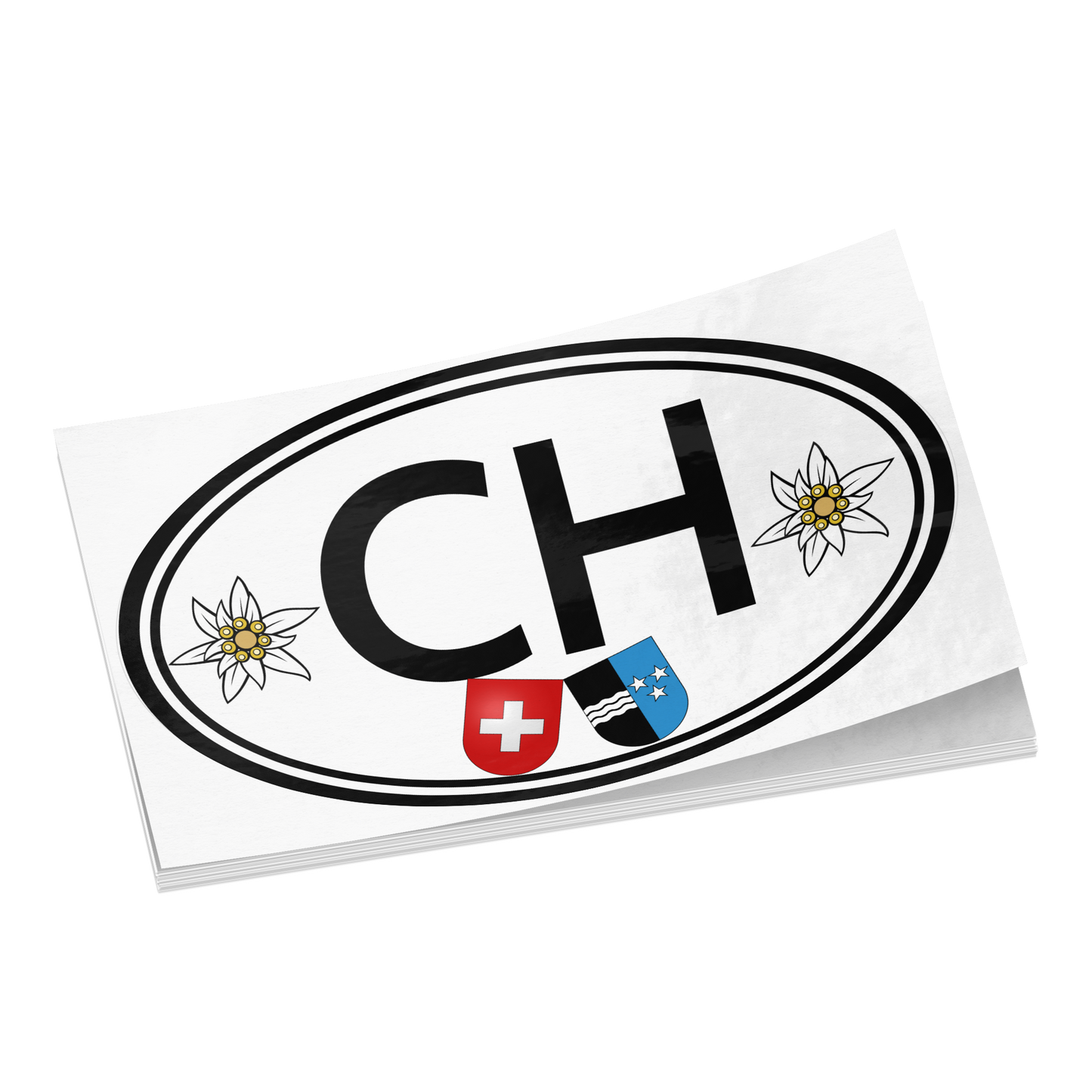 Switzerland souvenir sticker featuring Edelweiss and Aargau crest