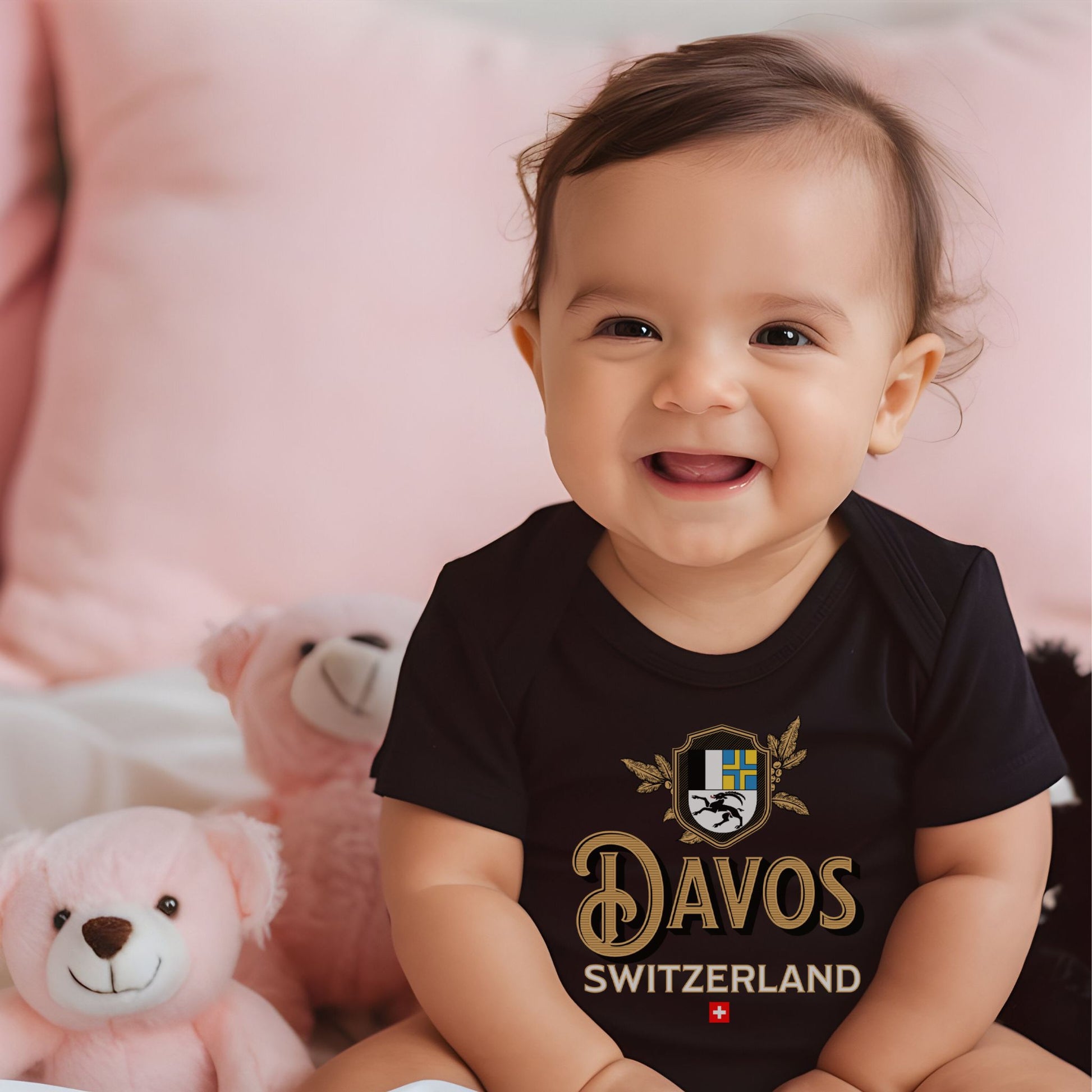 Davos Switzerland baby bodysuit in black