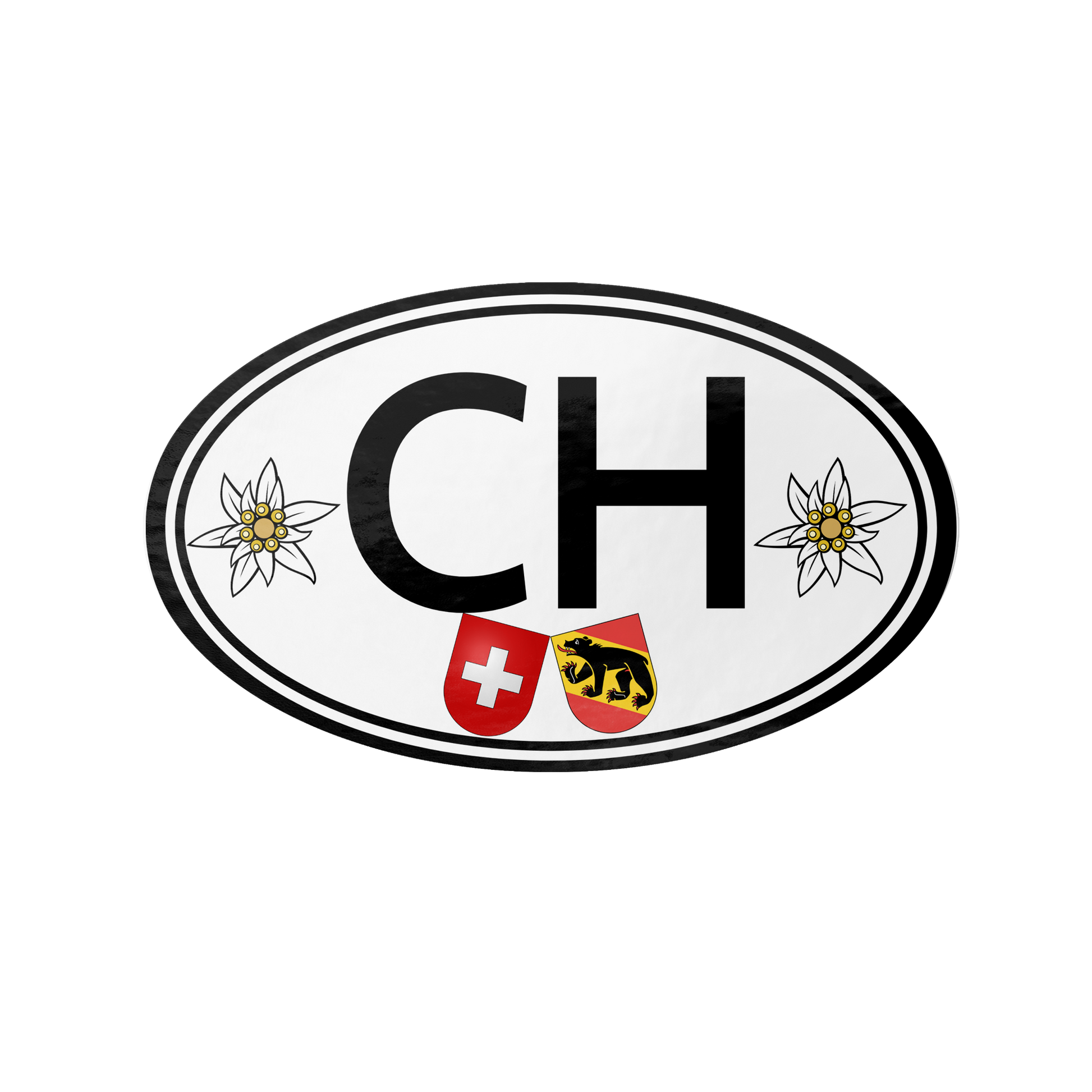 CH Switzerland oval sticker with Bern coat of arms
