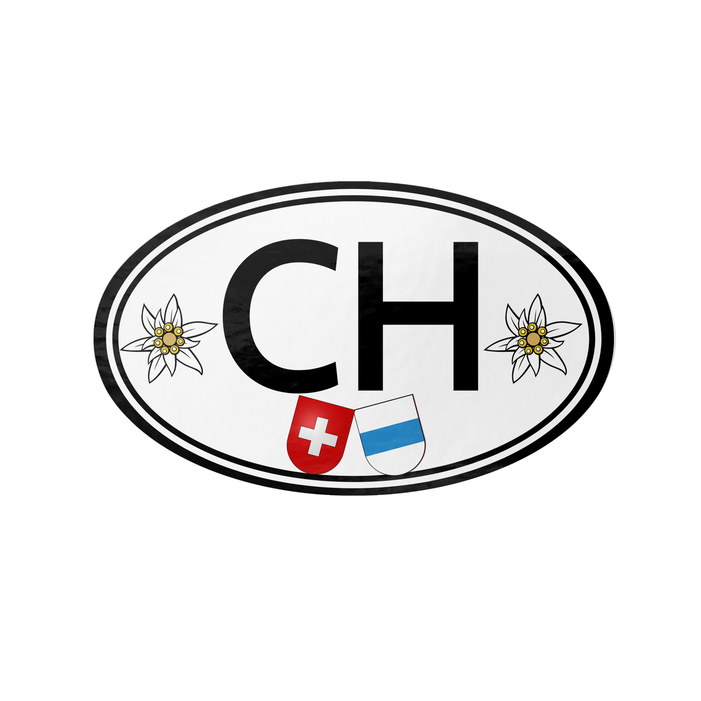 CH Switzerland oval sticker with Zug and Swiss flags