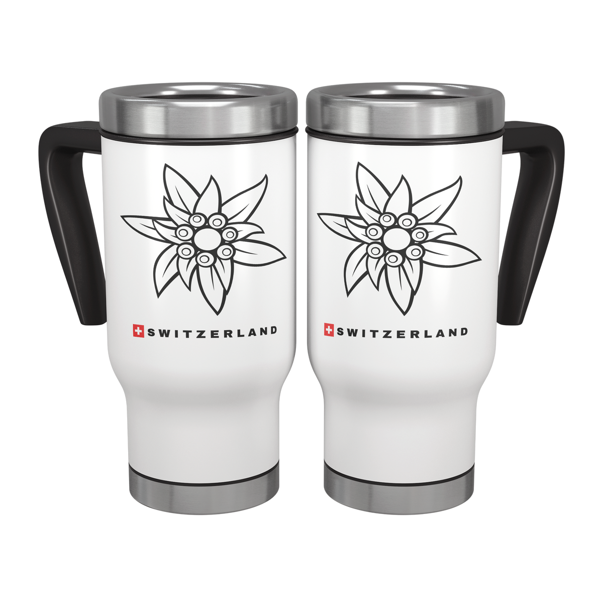 Edelweiss white travel Mug Swiss souvenir