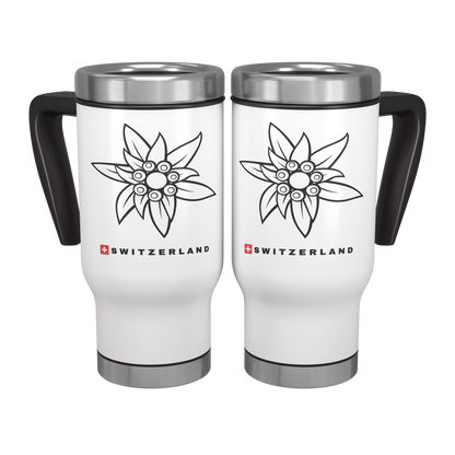 Edelweiss white travel Mug Swiss souvenir
