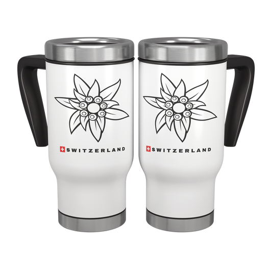 Edelweiss white travel Mug Swiss souvenir
