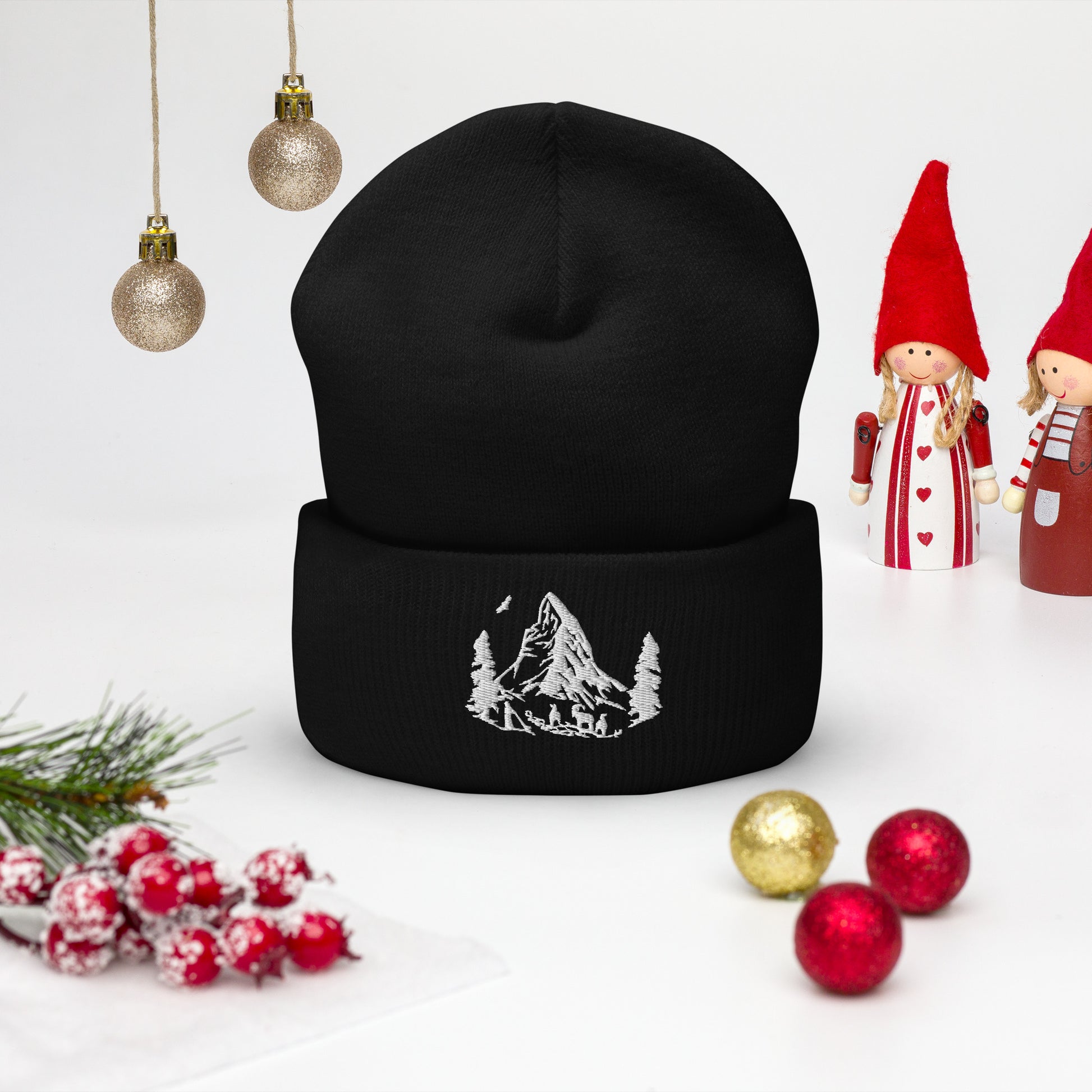 Cozy knit winter hat with iconic Matterhorn mountain detail.