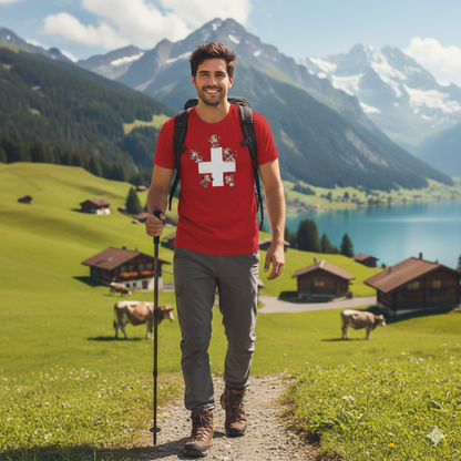 funny swiss cow t-shirt with flag