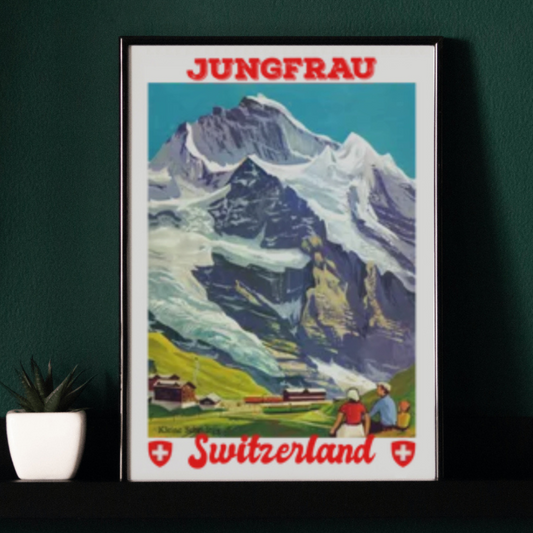 jungfrau mountain jungfraujoch vintage travel poster