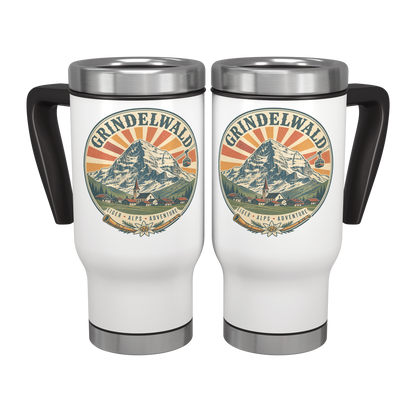 Grindelwald Switzerland white insulated travel mug