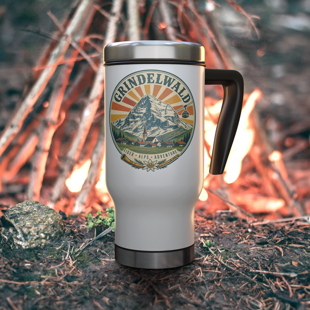 Grindelwald Switzerland travel mug. Present swiss souveir