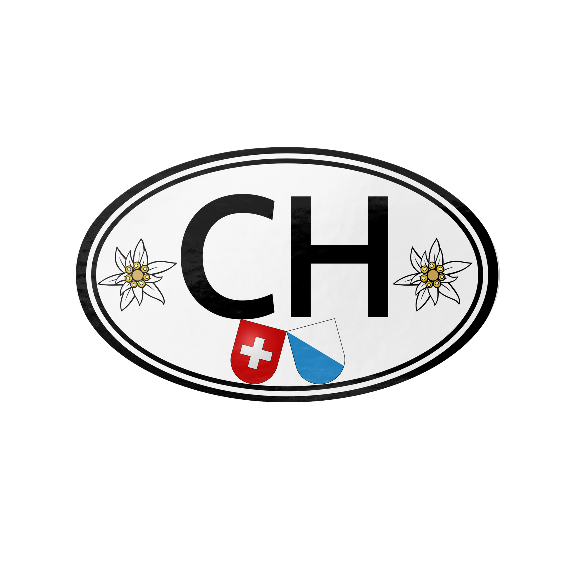 CH Switzerland oval sticker with Swiss and Zürich flags