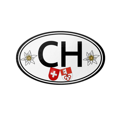 Obwalden CH oval sticker with Edelweiss and Swiss coat of arms design.
