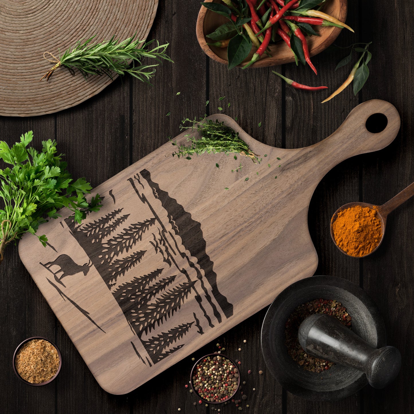 Elegant Swiss Chamois Cutting Board 🏔️ Jura Vaudois Nature Park-Inspired Kitchen Essential