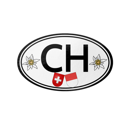 Switzerland CH oval vinyl sticker with Edelweiss and Solothurn coat of arms