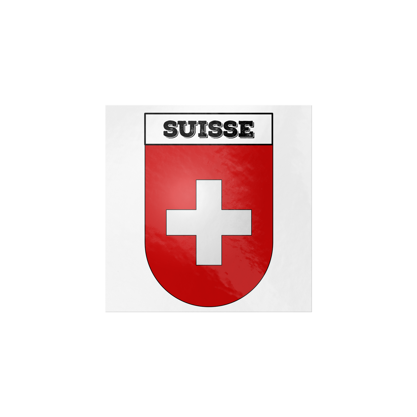 Suisse-Suisse Switzerland Coat of Arms white square vinyl sticker flat mockup – Small and Large sizes available