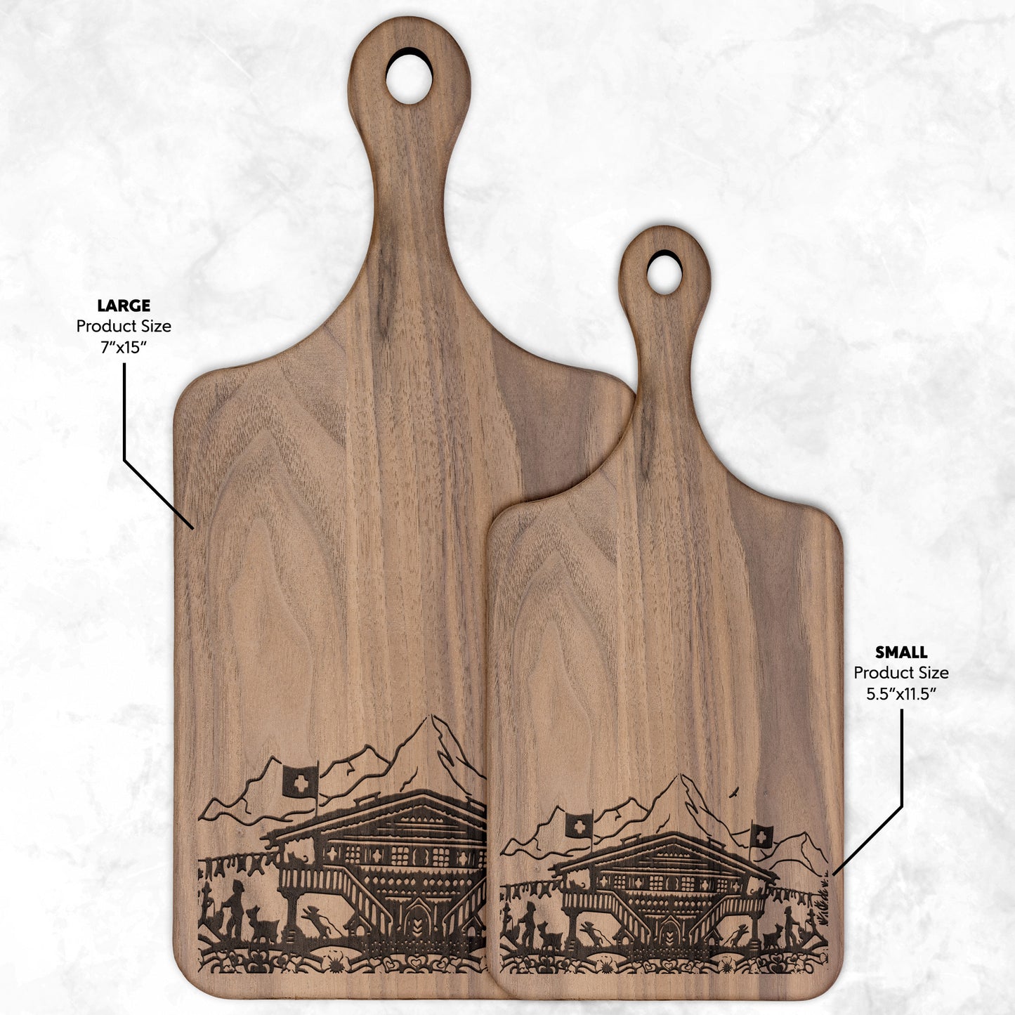 🏔️ Swiss Chalet Mountain Scene Cutting Board – Add Alpine Beauty to Your Kitchen! 🌲