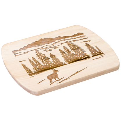 Nature-inspired Swiss cutting board featuring chamois in Lake Geneva Region