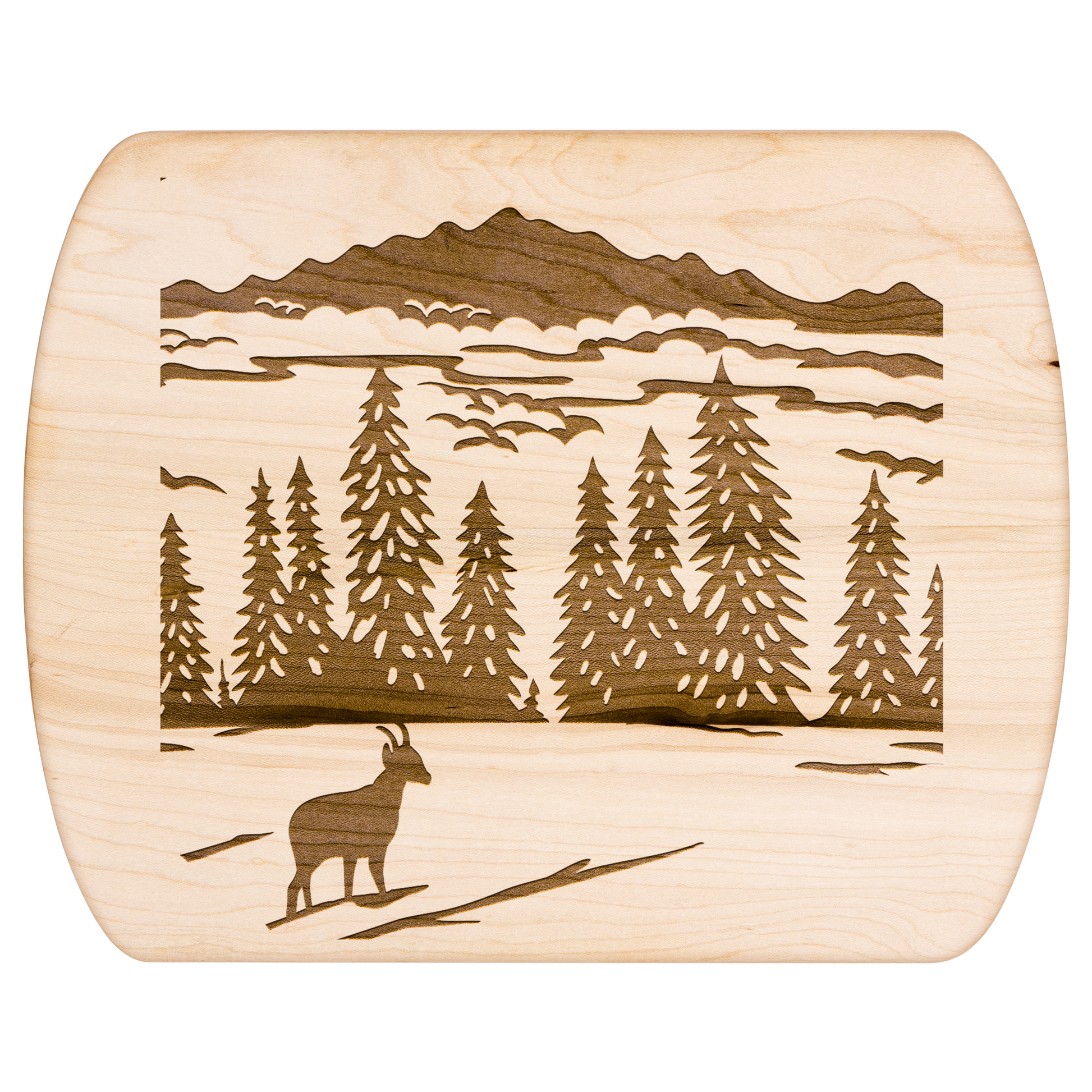 Elegant Swiss scherenschnitte cutting board with chamois silhouette