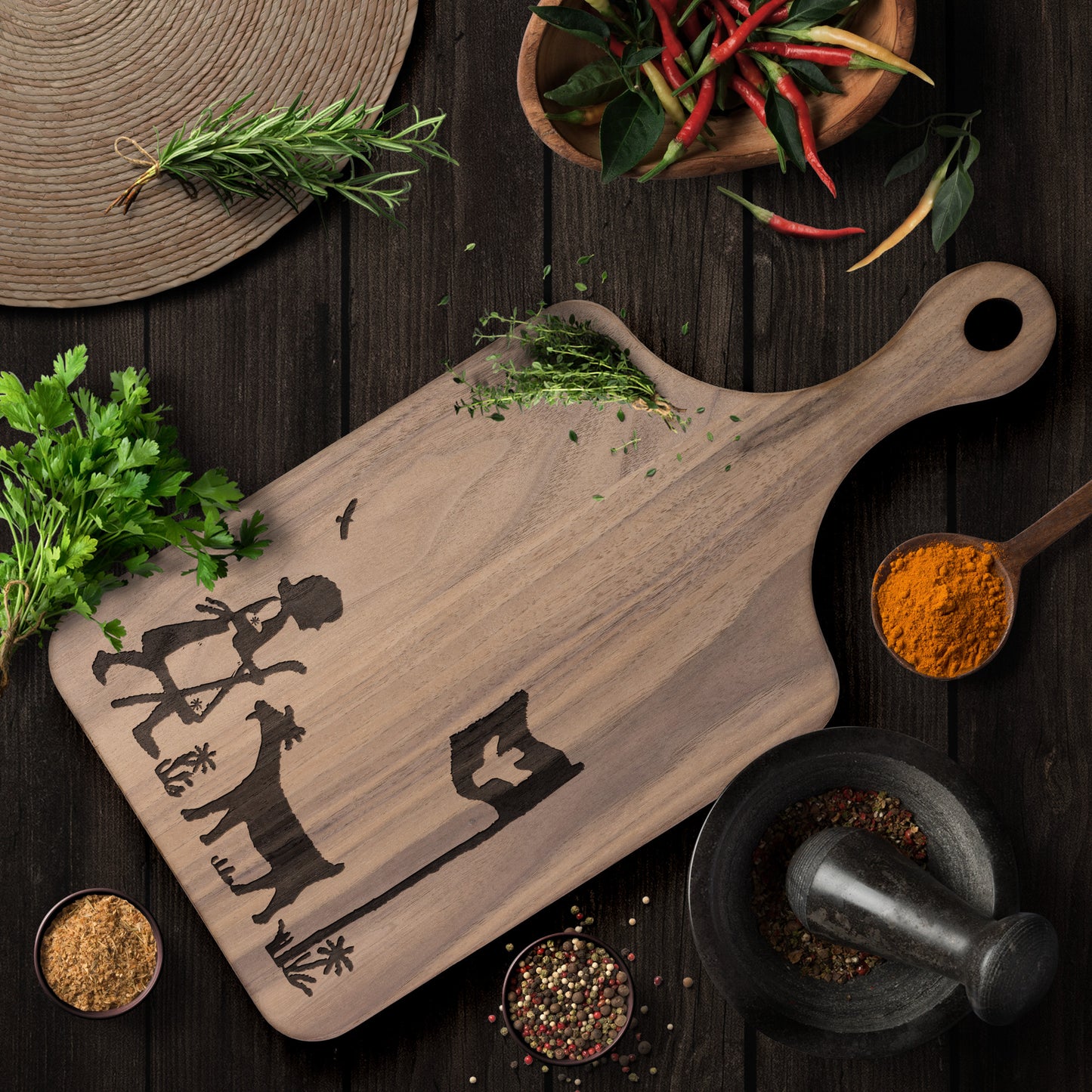 Swiss Alps Wooden Cutting Board 🏔️ | Handcrafted with Swiss-Inspired Engraving