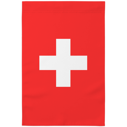 Swiss Fans garden flag – 12.5x18 inch double-sided Swiss cross flag for garden or porch display