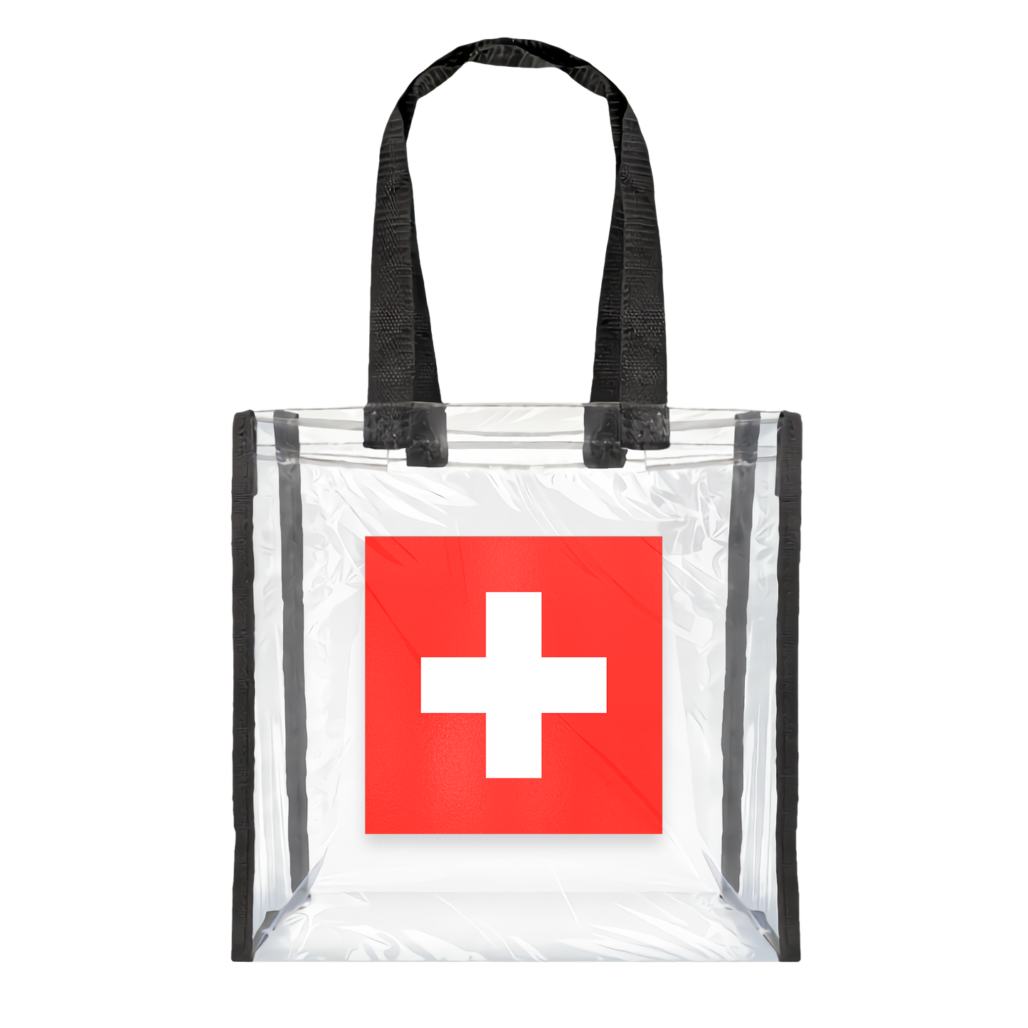 Swiss Fans clear stadium bag with comfortable handles, front view