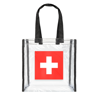 Swiss Fans clear stadium bag with comfortable handles, front view