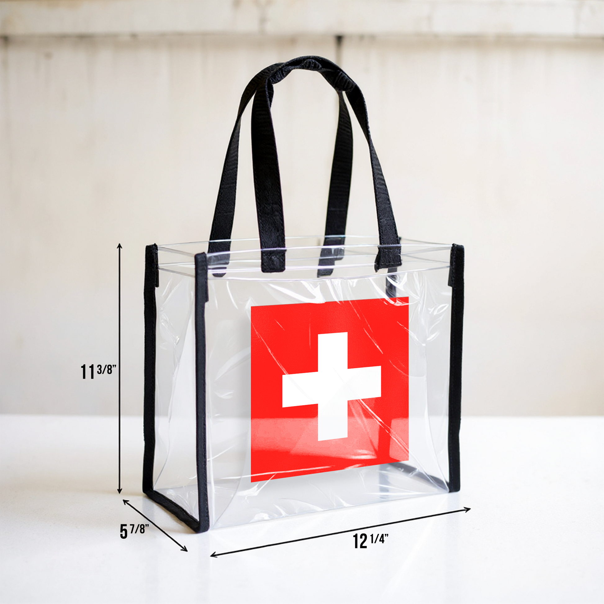 Swiss Fans clear bag open view showing interior storage space