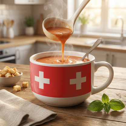 Swiss souvenir mug with Swiss flag design