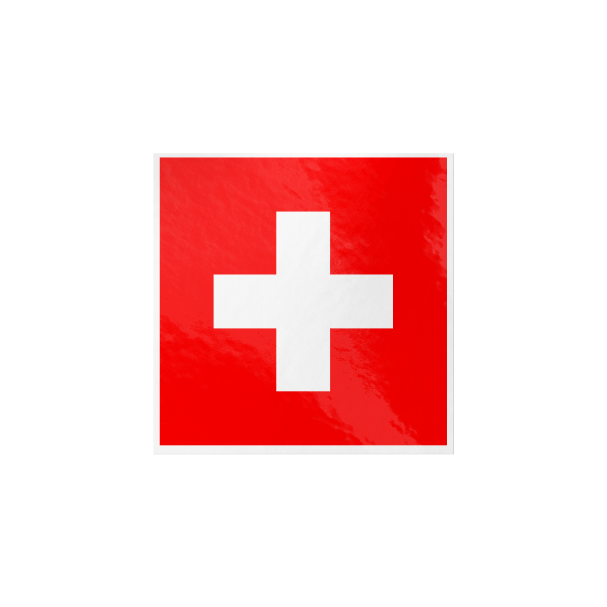 Swiss flag square sticker on white background, 3x3 inch vinyl decal