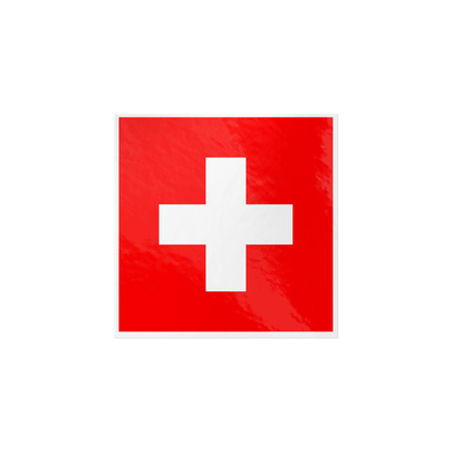 Swiss flag square sticker on white background, 3x3 inch vinyl decal