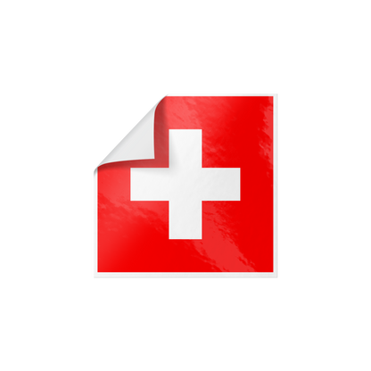 Swiss cross fans sticker in white vinyl, perfect for laptops and water bottles