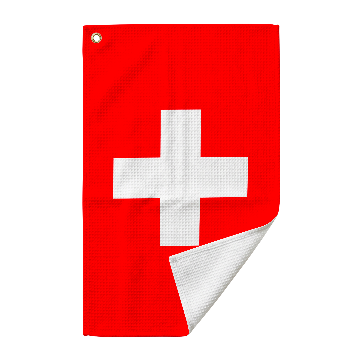 16x25 waffle weave Swiss Flag golf towel 
