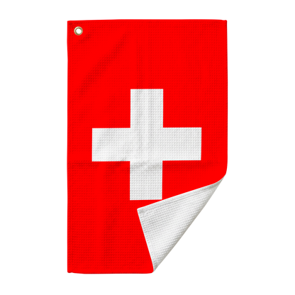 16x25 waffle weave Swiss Flag golf towel 