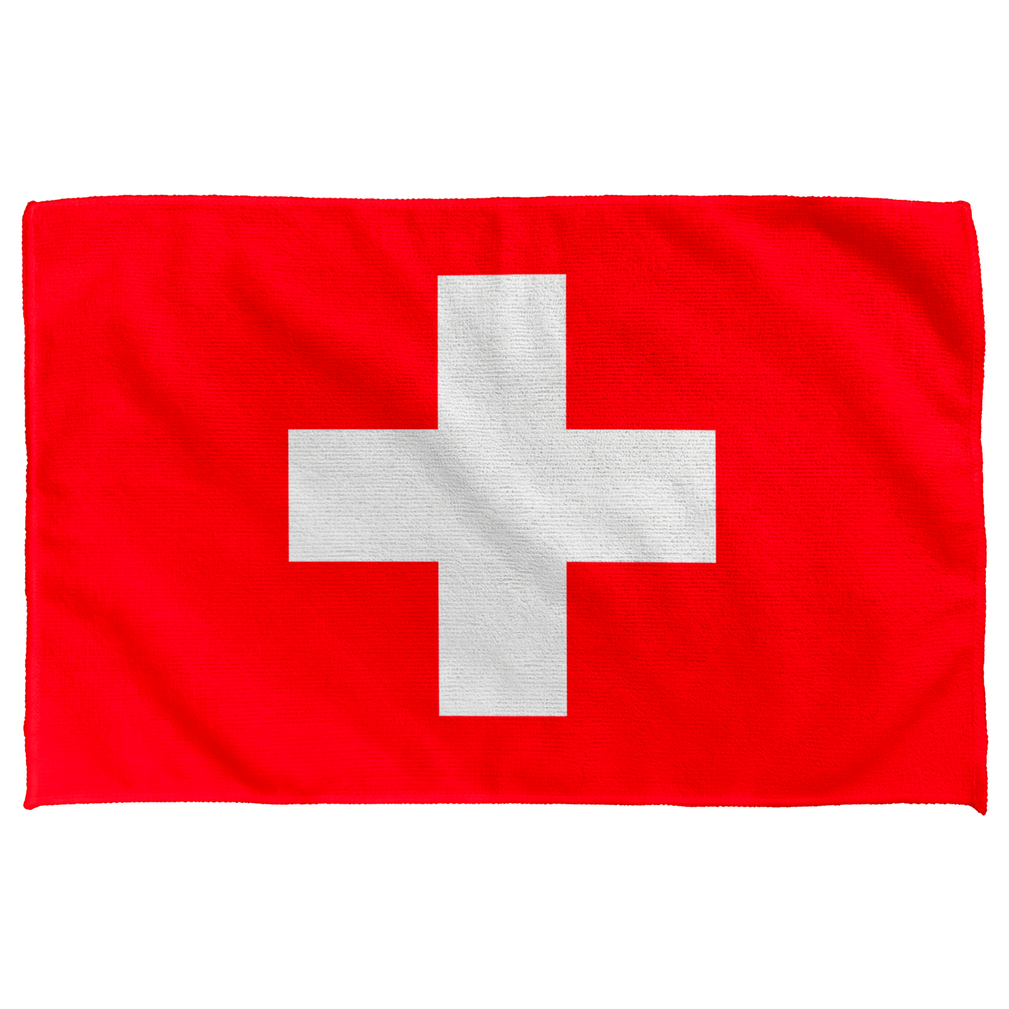Swiss Flag Rally Towel for sports event, red and white design on recycled polyester