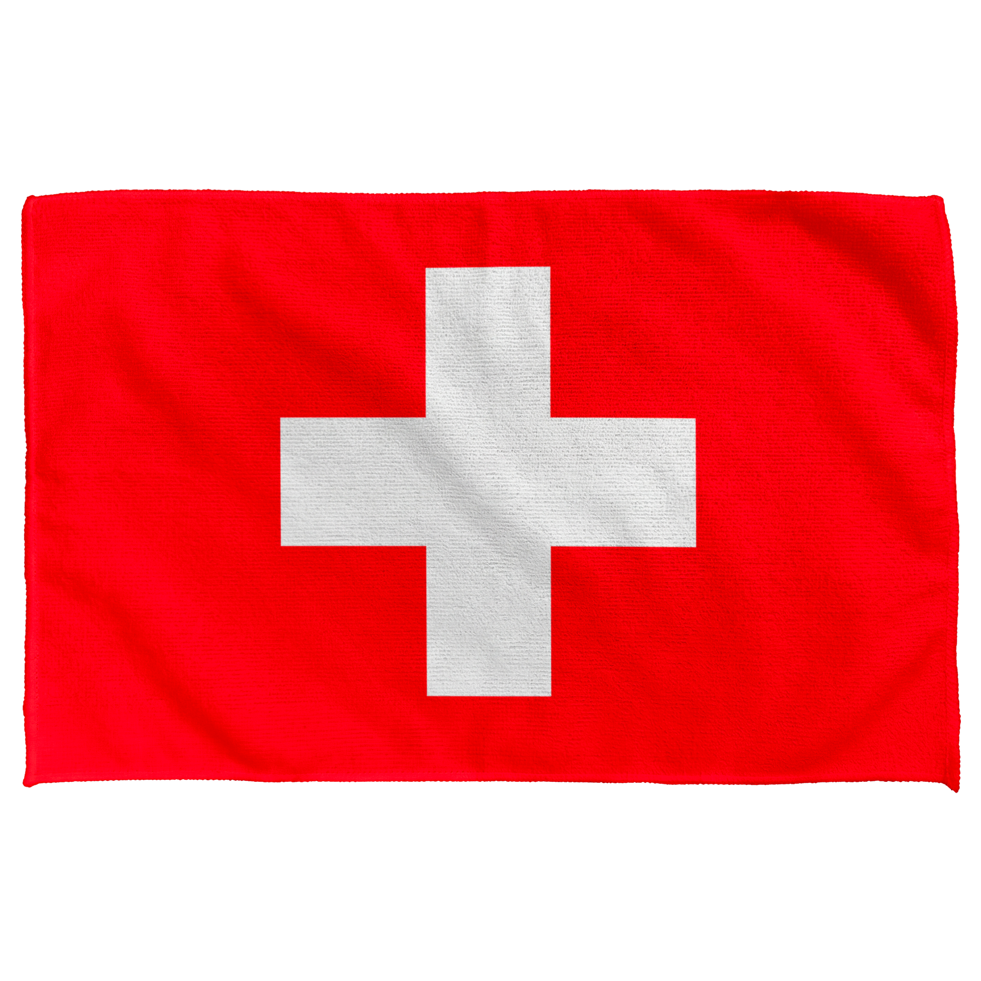Swiss Flag Rally Towel for sports event, red and white design on recycled polyester