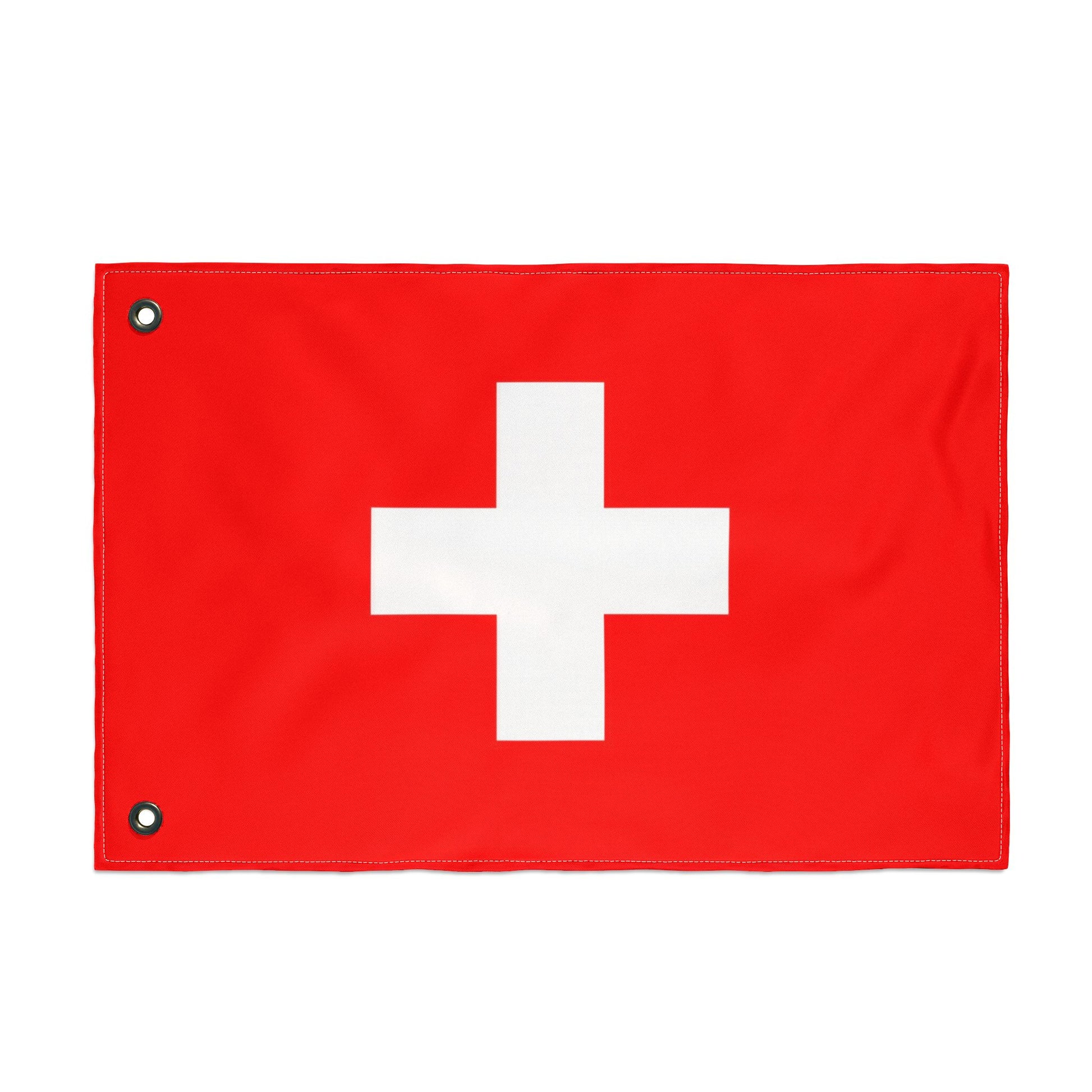 Swiss national flag — vibrant red and white polyester flag for outdoor and indoor use