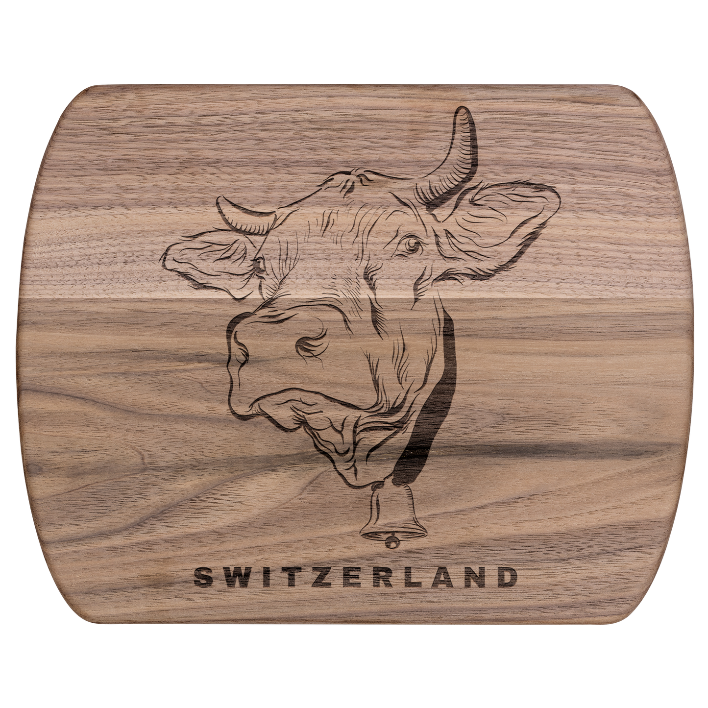 Swiss cow cutting board engraved