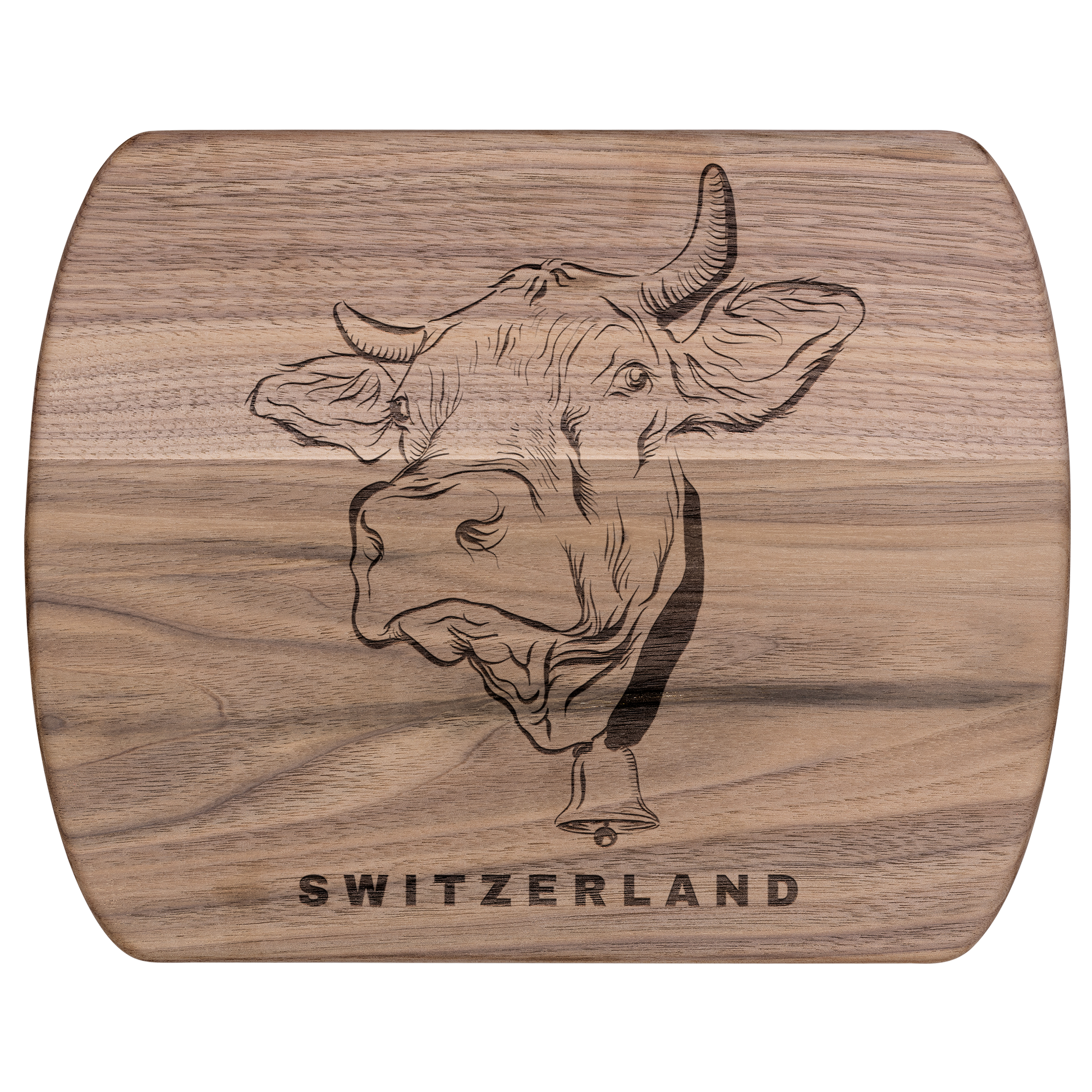 Swiss cow cutting board engraved