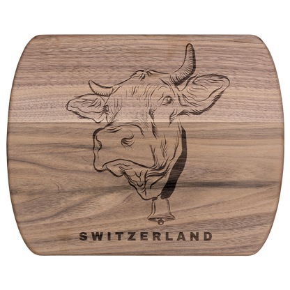 Swiss cow cutting board engraved