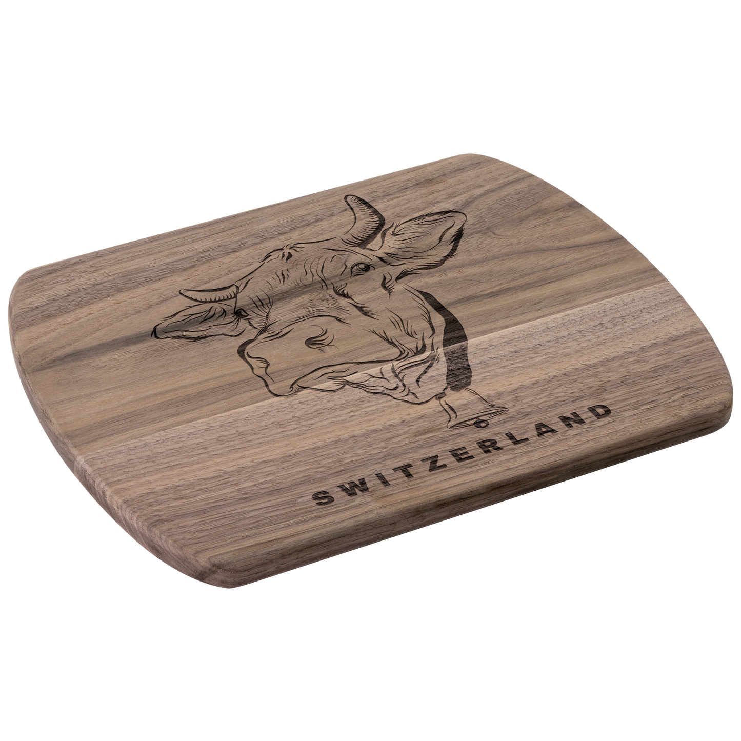 Swiss cow cutting board Dark wood Rounded 