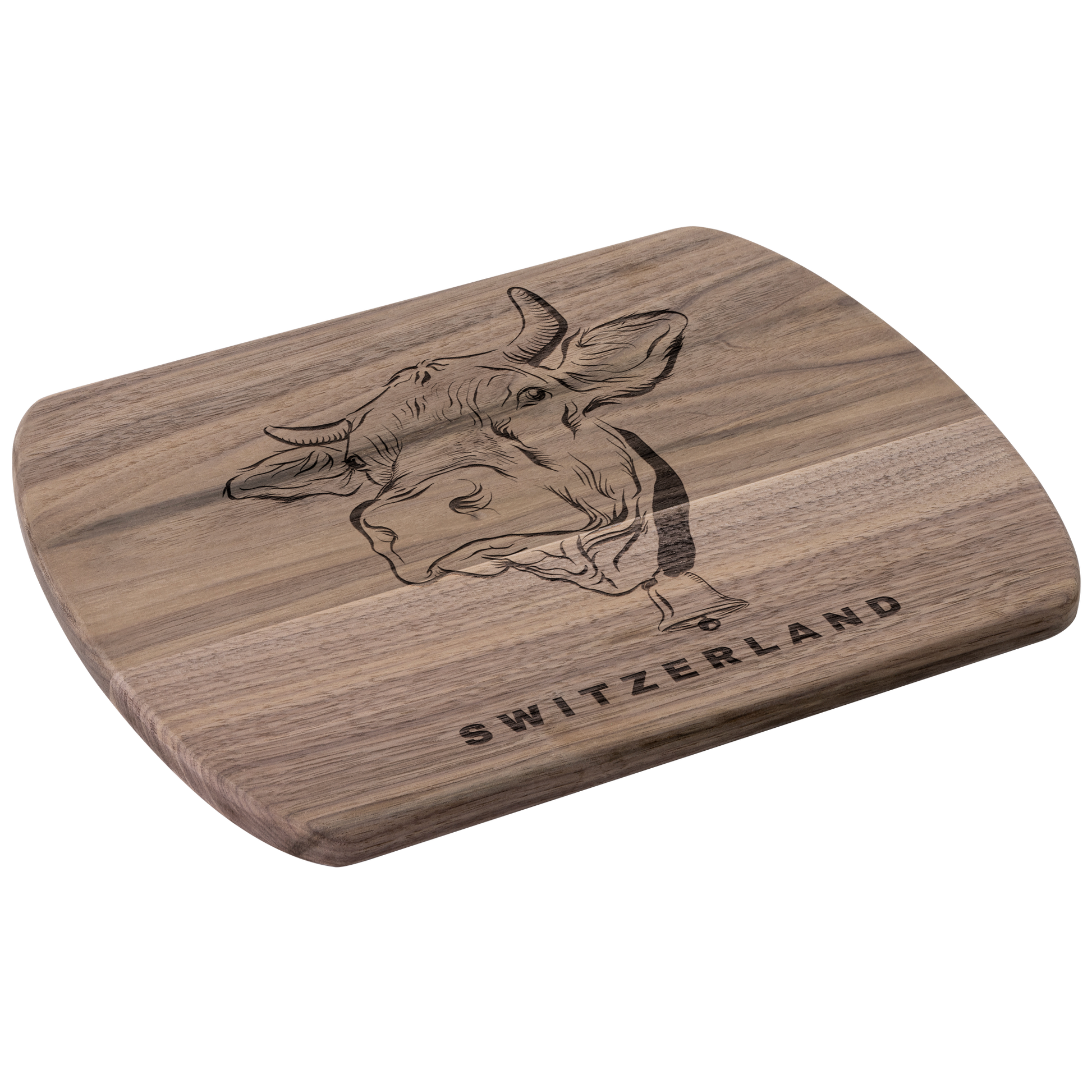 Swiss cow cutting board Dark wood Rounded 