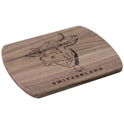 Swiss cow cutting board Dark wood Rounded 