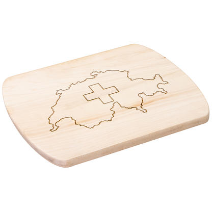 Switzerland map cutting board with Swiss flag design