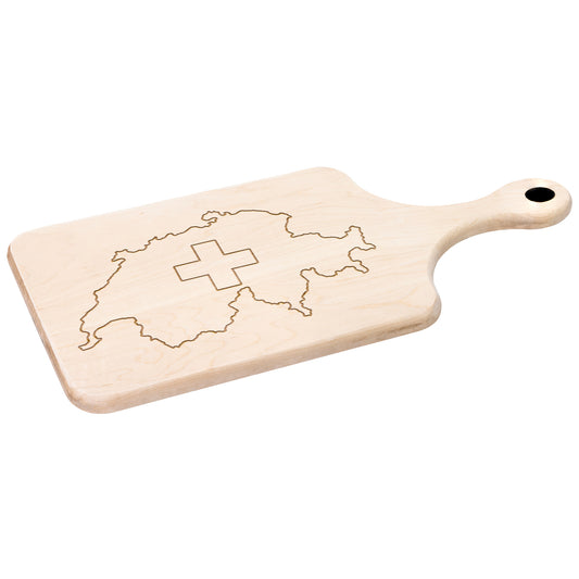 Switzerland map cutting board with Swiss flag design