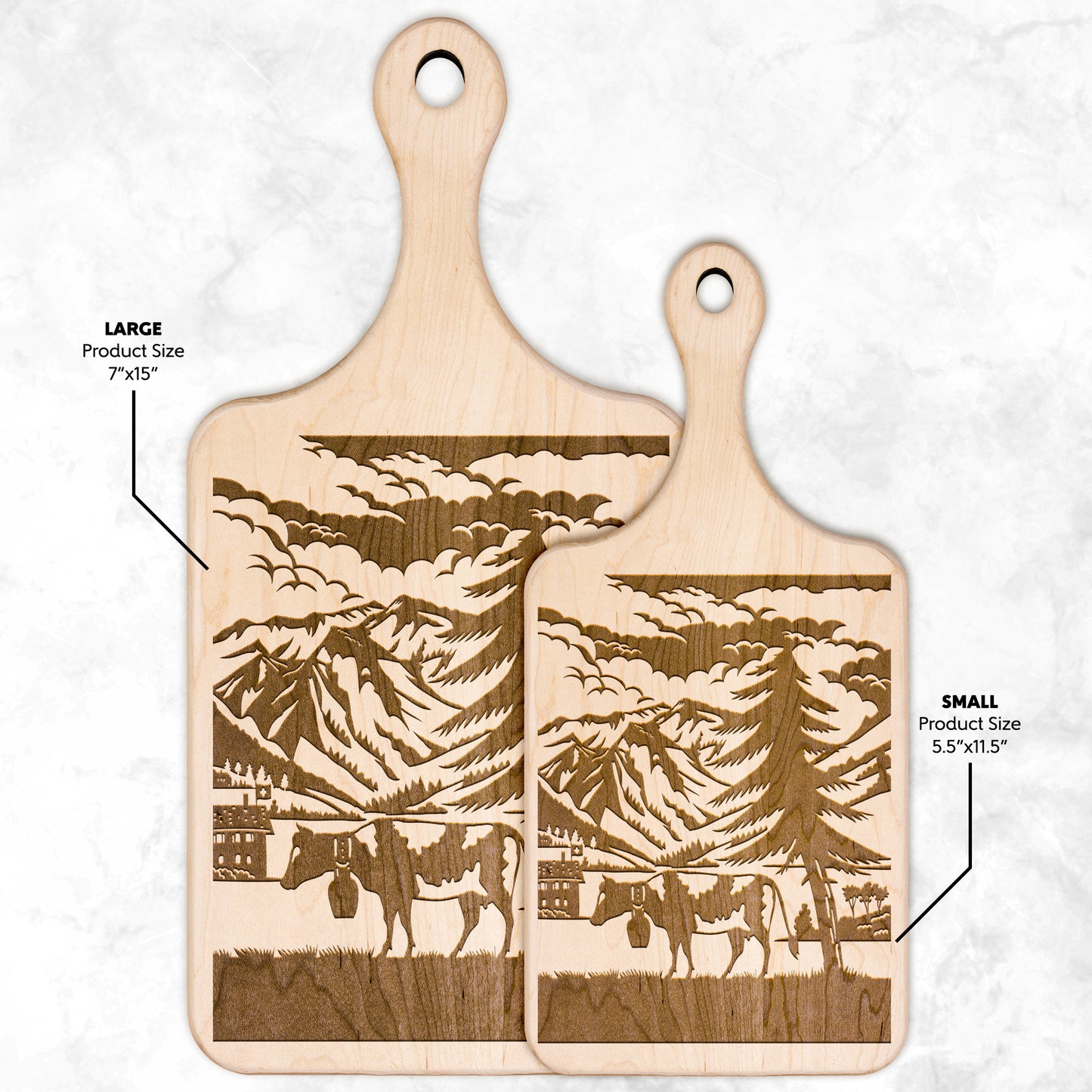Swiss Cow & Mountain Cutting Board 🐄 Inspired by Elm Sernftal and Glarus Peaks