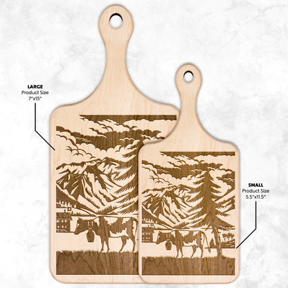 Swiss Cow & Mountain Cutting Board 🐄 Inspired by Elm Sernftal and Glarus Peaks