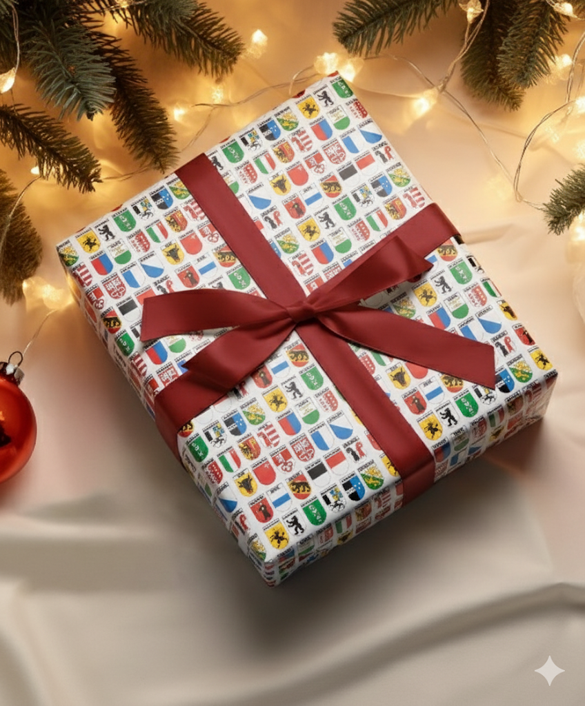Swiss cantons wrapping paper featuring all canton flags