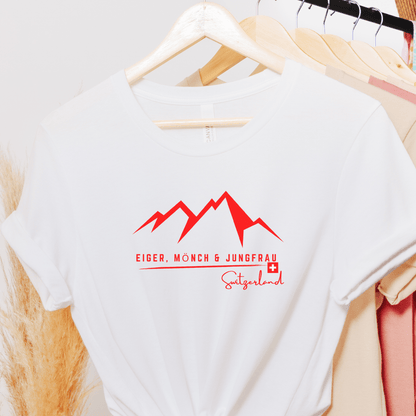 Switzerland T-Shirt, Swiss Souvenir Shirt, Eiger Mönch & Jungfrau Trilogy, Swiss Flag, Swiss Roots, Swiss Fans Shirts, Gift, Idea, Schweiz